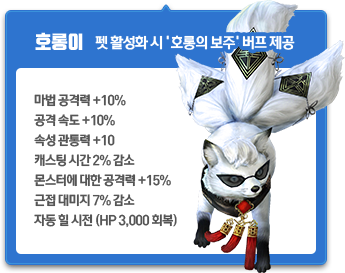 펫 활성화 시 '호롱의 보주' 버프 제공