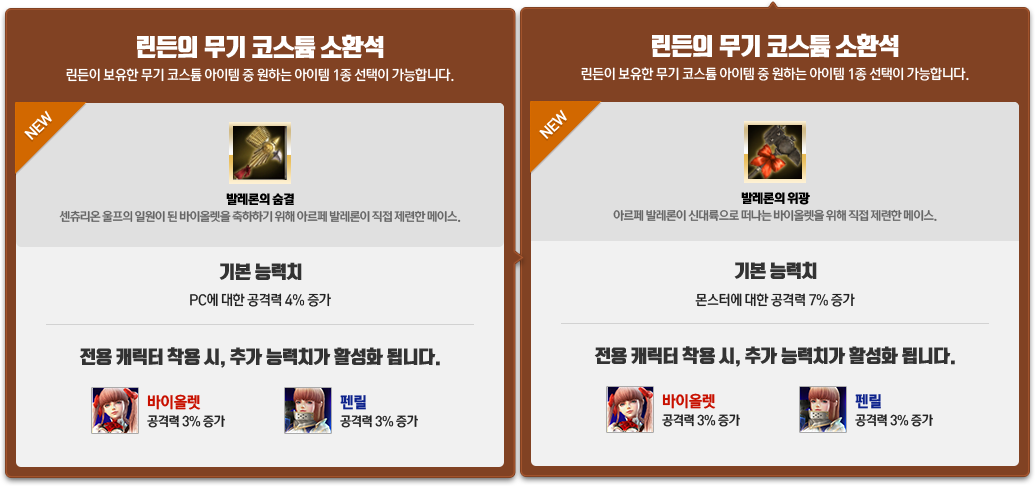 린든의 무기 코스튬 소환석
