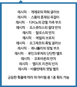 레이드 보스 액세서리 레시피 상자